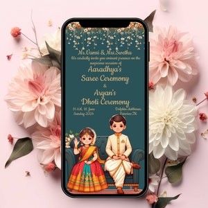 Voni- und Dhoti-Funktion, Saree- und Pancahlu-Funktion, halb Saree-Zeremonie, Pattu Pavadai, Halfsaree-Zeremonie, Saree-Zeremonie, Dhoti-Zeremonie