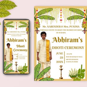 Dhoti Zeremonie Zeichen Indische Zeremonie Zeichen Dhoti Zeremonie Dhoti Funktion Zeichen Südindische Zeichen Dhoti Mobile Faden Zeremonie einladen