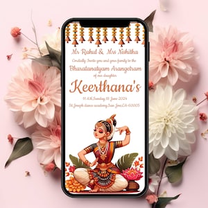 Arangetram Mobile invitation for indian dancer,Rangapravesha invite indian dancer,Mobile welcome sign for instant download,Bharatanatyam