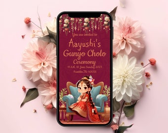 Gunyo Cholo Mobile invite,Gunyo choli as Watsapp, Nepali half saree function,Coming of age ceremony, half-saree party,Mobile invitation