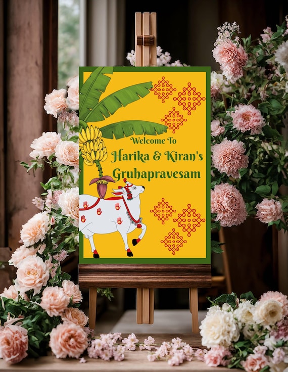 South Indian Housewarming Welcome Sign: Griha Pravesh Puja (Digital Download)