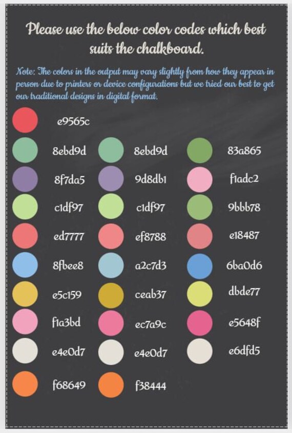 Green Chalkboard Color Code