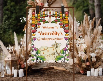 Pichwai Style Housewarming Welcome Sign: Griha Pravesh Puja (Digital Download)