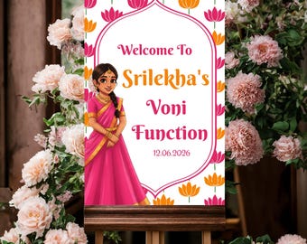 Half Saree Ceremony Welcome Sign: South Indian Puberty Celebration (Digital Download)