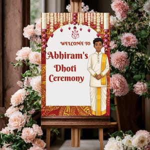 Dhoti Zeremonie Zeichen Indische Zeremonie Zeichen Dhoti Zeremonie Dhoti Funktionszeichen Südindische Zeichen Dhoti Fadenzeremonie Willkommensschild