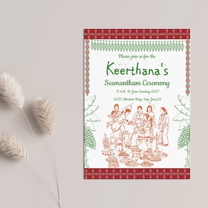 Chá de bebê Seemantham Mobile, convite para chá de bebê indiano para download instantâneo, convite móvel para cerimônia Godh Bharai ou Valaikappu