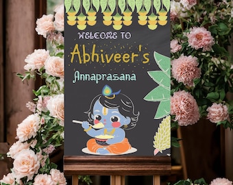 Annaprashana sign first rice eating ceremony, Mukhebhat welcome sign as annaprashana banner for hindu baby rice feeding as paasni sign