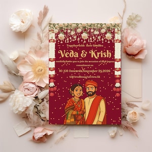 Maharashtrian wedding Mobile Invitation,Indian wedding Mobile invitation for marathi couple, instant download as indian wedding decor,Marati