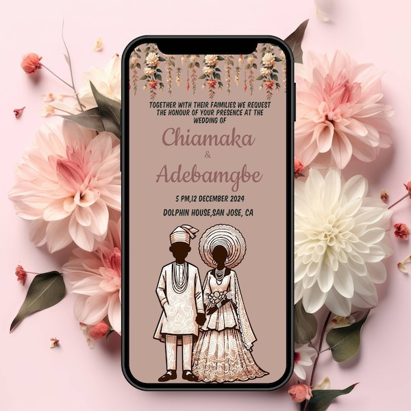 Nigerian wedding sign as traditional yoruba wedding digital template ,Nigerian Mobile Invite, African-inspired,Instant download,Yoruba