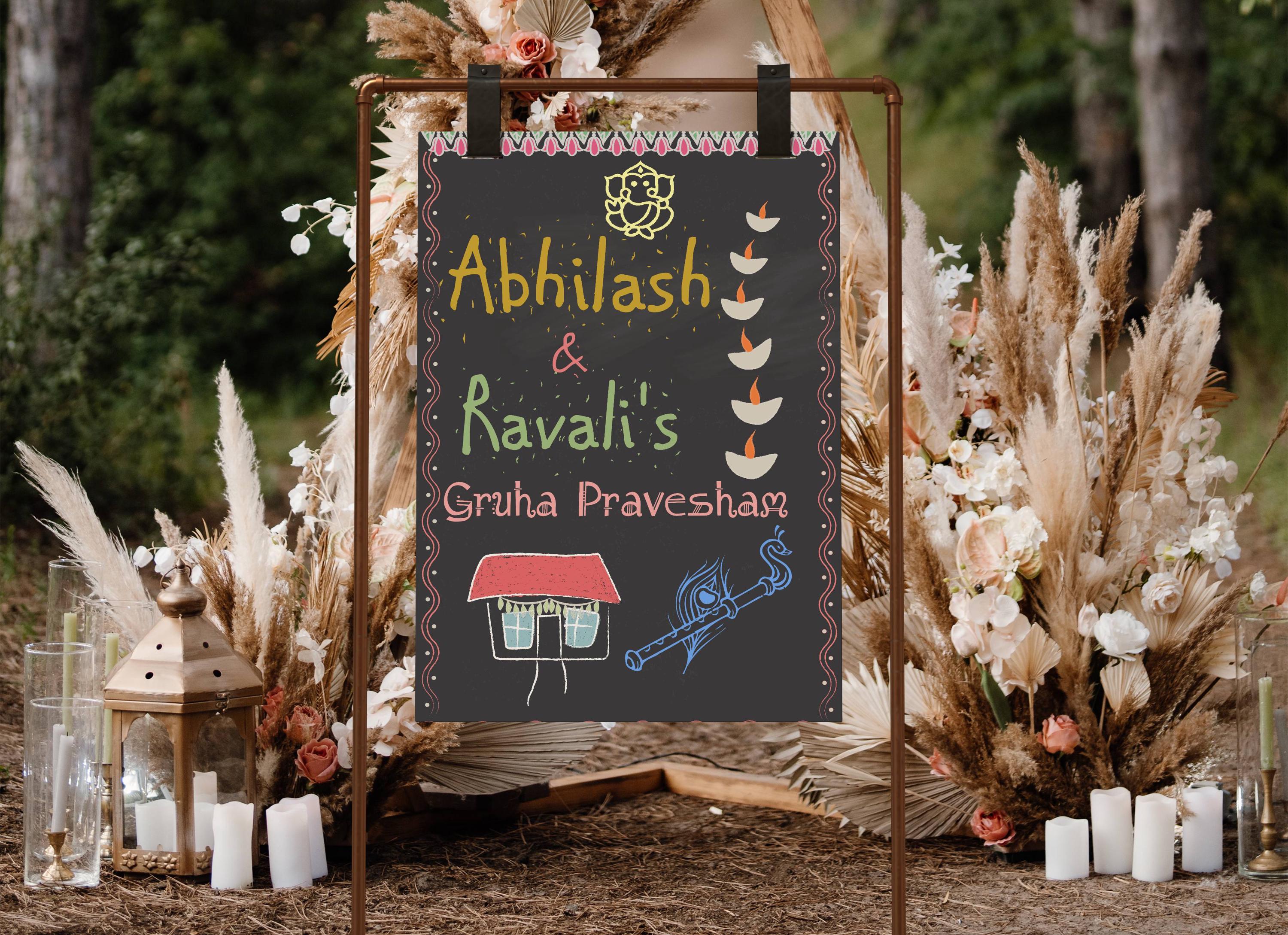 Chalkboard House Warming Sign, South Indian Housewarming Sign for