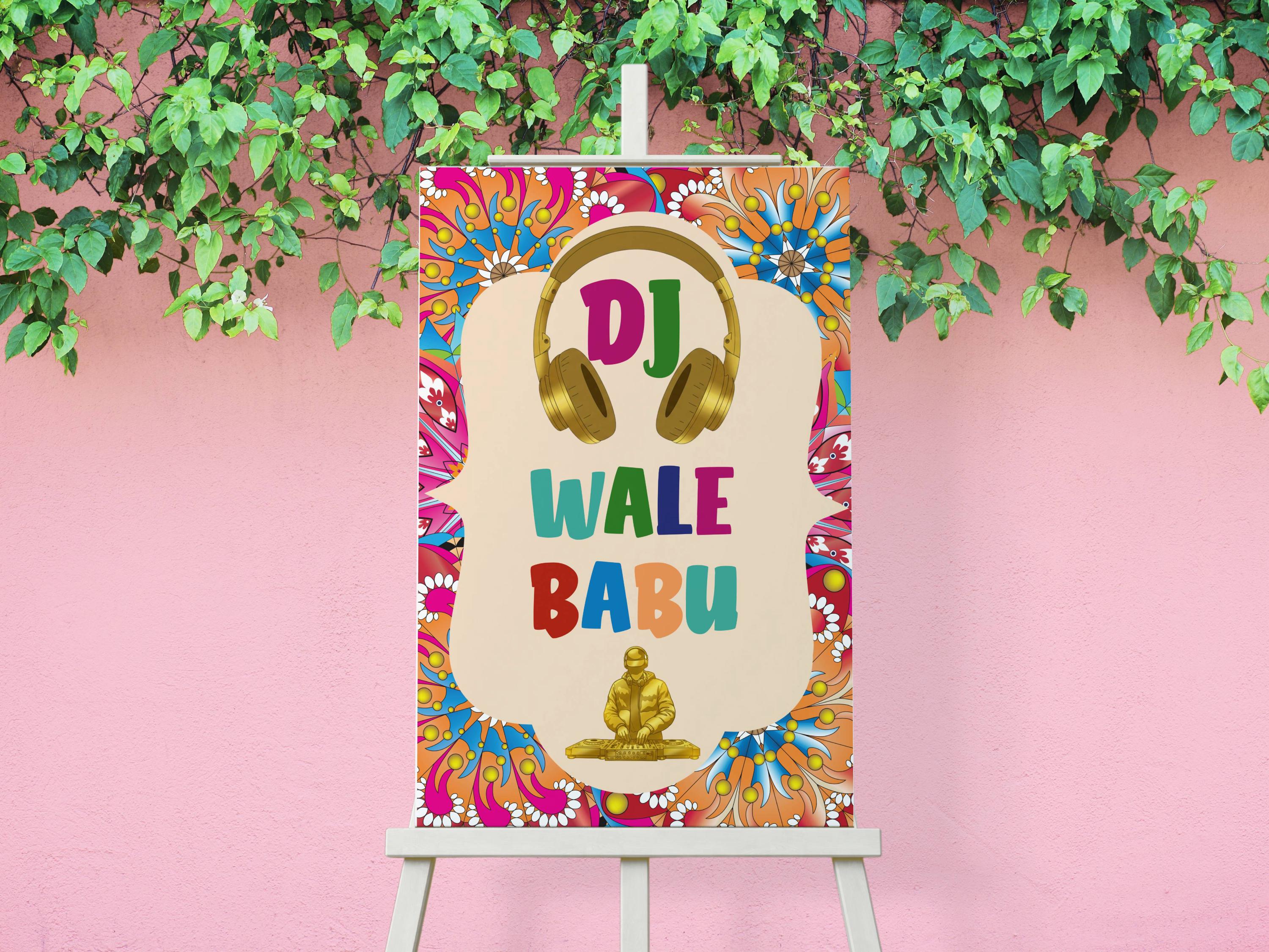 DJ Wale Babu Sign: Henna Party Decor, Desi Wedding (digital Download ...