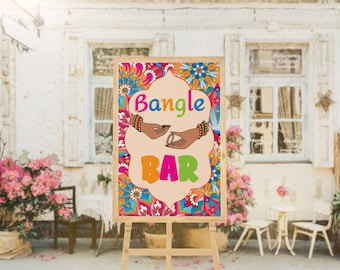 Bindi and Bangle wedding welcome sign, Bangle ceremony indian wedding sign for instant download, Wedding welcome board for mehndi ceremony