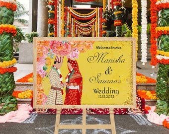 Nepali wedding welcome sign for nepali couple, Nepali wedding sign as welcome board, Indian wedding printable sign for instant download