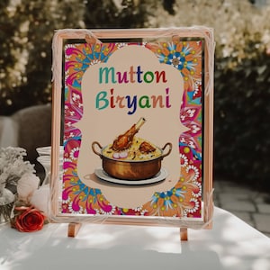 Mutton Lamb Goat Biryani Table Sign| Indian wedding food sign||Instant Download|Biryani food station|Haldi|mehendi|Indian Street food sign|