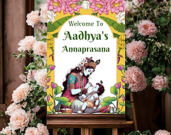 Yashoda Krishna Annaprashana Welcome Sign: Baby Rice Ceremony (Digital Download)