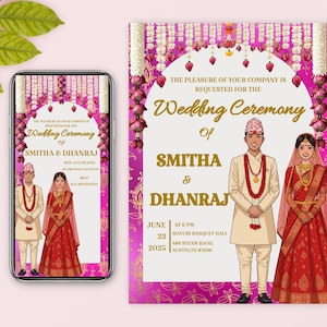 Nepali wedding Mobile Invitation for nepali couple, Nepali wedding Invite, Indian wedding printable sign for instant download