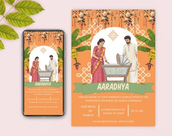 Hindu Baby Cradle Ceremony Invitation: Kolam Welcome Sign (Digital Download)