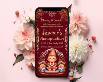 Nepali Annaprashan Invitation: Rice Feeding Ceremony Mobile Invite (Digital Download)