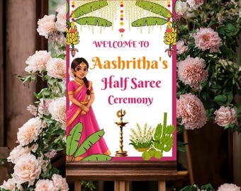 Half Saree Ceremony Welcome Sign: South Indian Puberty Celebration (Digital Download)
