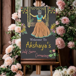 Half Saree Ceremony,Half Saree Invite,Half Saree Welcome,Saree Ceremony,Half Saree Sign,Half Sari Welcome,Half Sari Invitation