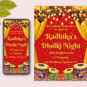 Dholki invite template digital wedding invite Indian wedding events Functions Dholki night invite Editable invitation invite,Mayoun Invite
