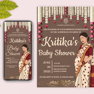 Baby Shower invite sign,Indian baby shower Valaikappu,Godh bharai Invitation instant download Valaikappu Godh Barai or Seemantham Invitation
