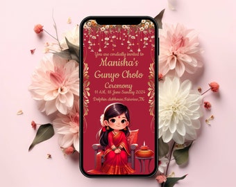 Gunyo Cholo Mobile invite,Gunyo choli as Watsapp, Nepali half saree function,Coming of age ceremony, half-saree party,Mobile invitation