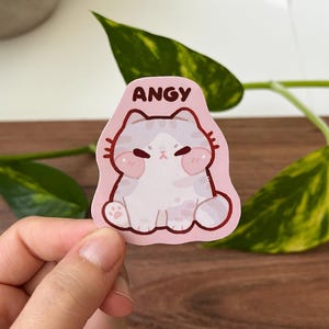 Sticker Angy Cat - glanzende vinylstickers - Kitty-sticker - schattige vinylstickers