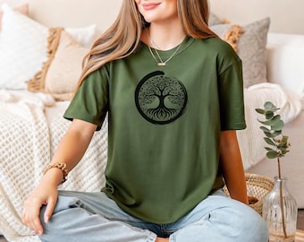 Tree of Life Enso Circle T-Shirt: Unisex Zen Spiritual Tee