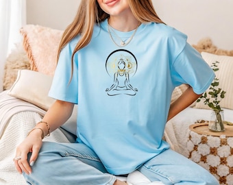 Lotus Pose T-Shirt: Golden Mandala, Spiritual Zen Yoga Tee