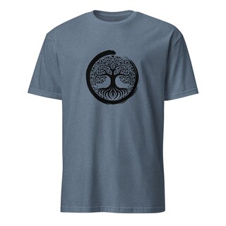 T-shirt Donna Spiral Tree Of Life Nera, Larga, In Viscosa Con Cervo E Albero Della Vita