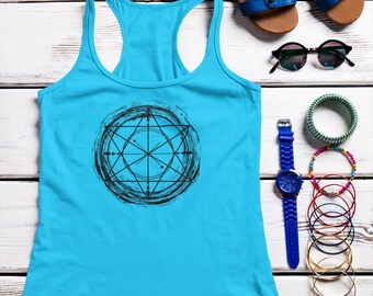 Enso Circle Compass Racerback Tank Top: Spiritual Zen Design