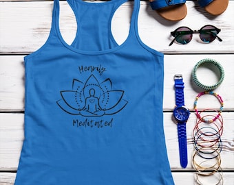 Heavily Meditated Racerback Tank Top: Lotus Flower Yoga Shirt