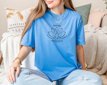Heavily Meditated Graphic T-Shirt: Funny Yoga Tee
