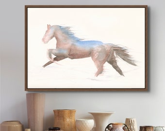 Watercolor "Freedom", Horse, Equine, Painting, Rustic