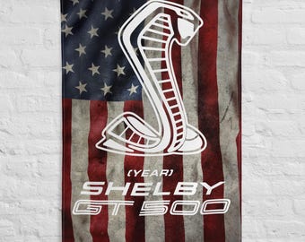 SHELBY GT500 Custom US Wall Flag