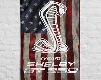 SHELBY GT350 Custom US Wall Flag