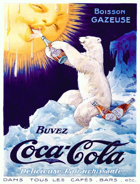 Coca Cola French Polar Bear 0000-3672 - Etsy