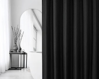 Modern Black Shower Curtain, Elegant Black Shower Curtain, Extra Long for a Stylish Bathroom, Long Length, Long shower curtain