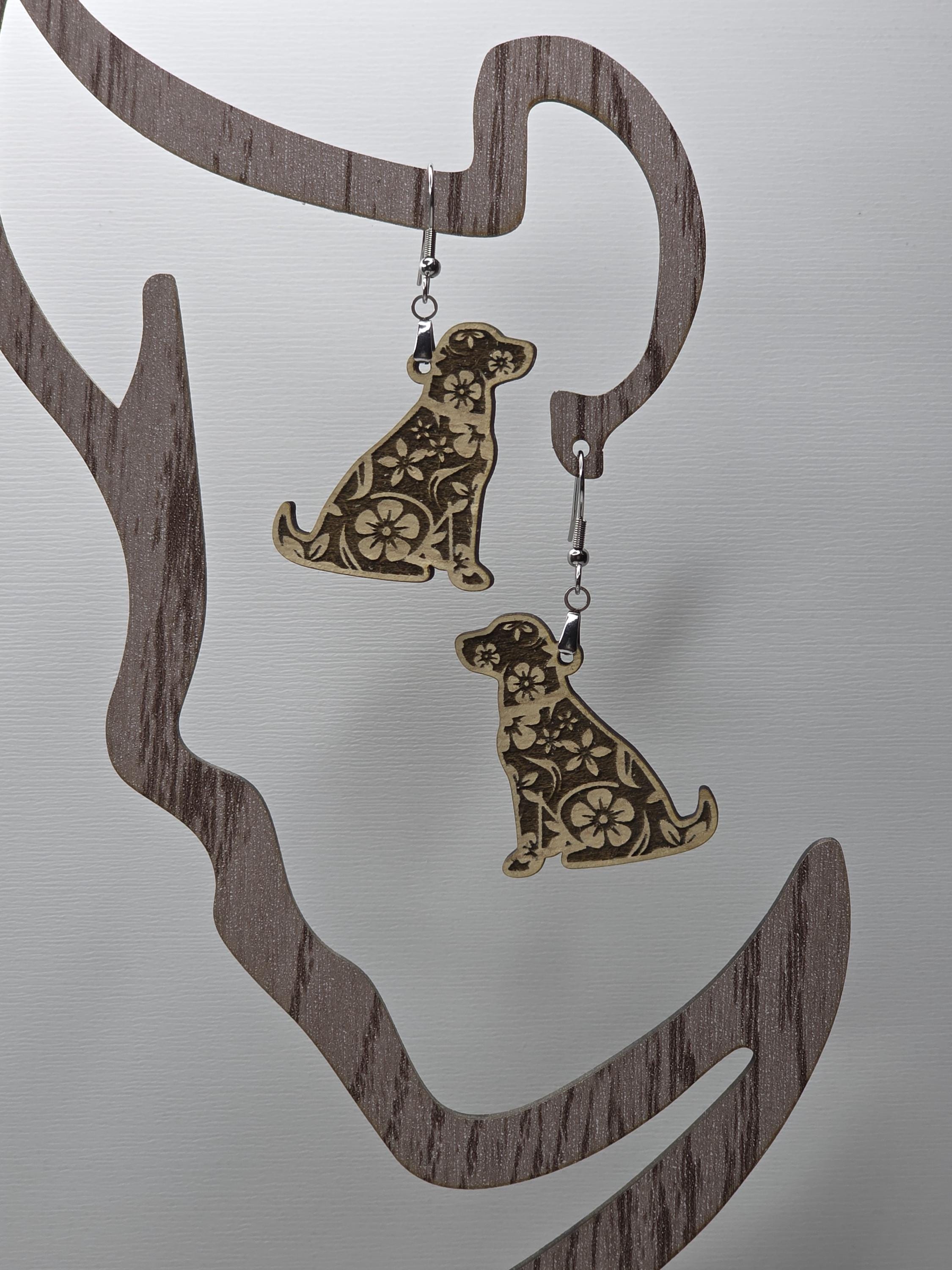 Dog Earrings, Labrador Earrings, Floral Print Animal, Pet - Etsy
