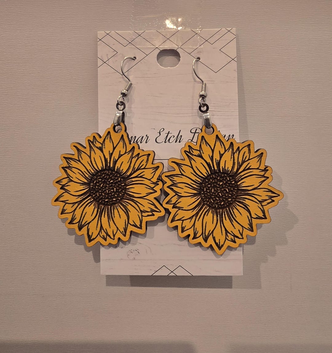 Sunflower Earrings Yellow Sunflower Spring Earrings Sunflower Dangle ...