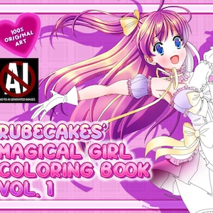 Anime Magical Girl Printable + Digital Coloring Book Vol. I / All Ages Kawaii Manga Lineart Pages / Mahou Shoujo Art Booklet