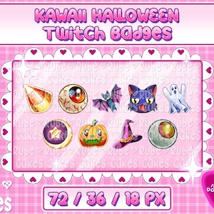 Kawaii Halloween Twitch Badges / Cute Spooky Anime Holiday Subscriber Badge / Creepy Cute Manga VTuber Icon Set