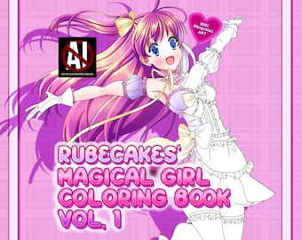 Anime Magical Girl Coloring Book, RubeCakes / All Ages Kawaii Manga Lineart Pages / Printable & Digital