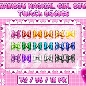 Rainbow Magical Girl Bow Twitch Badges / Sailor Moon Anime Mahou Shoujo Subscriber Award / 90s 2000s Romance Manga Icons