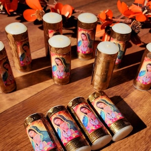 Guadalupe and San Judas Cirios Gift Favors Baptism , Wedding Party Favors , Communion Favor , Virgen Mary Candles, San Judas Cirios