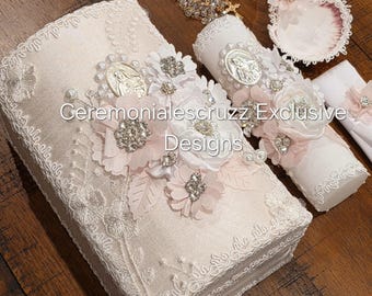 NEW Vela de Bautizo Virgen Vela para Bautizo Baptism Candle Set Wooden Box Baptism Candle Set, Flower Baptism Candle Christening Candle