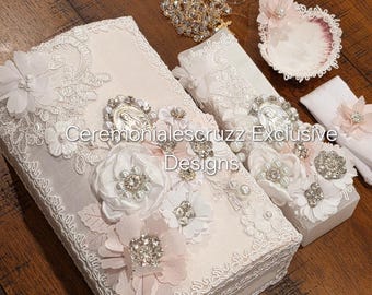 NEW Vela de Bautizo Virgen Vela para Bautizo Baptism Candle Set Wooden Box Baptism Candle Set, Flower Baptism Candle Christening Candle