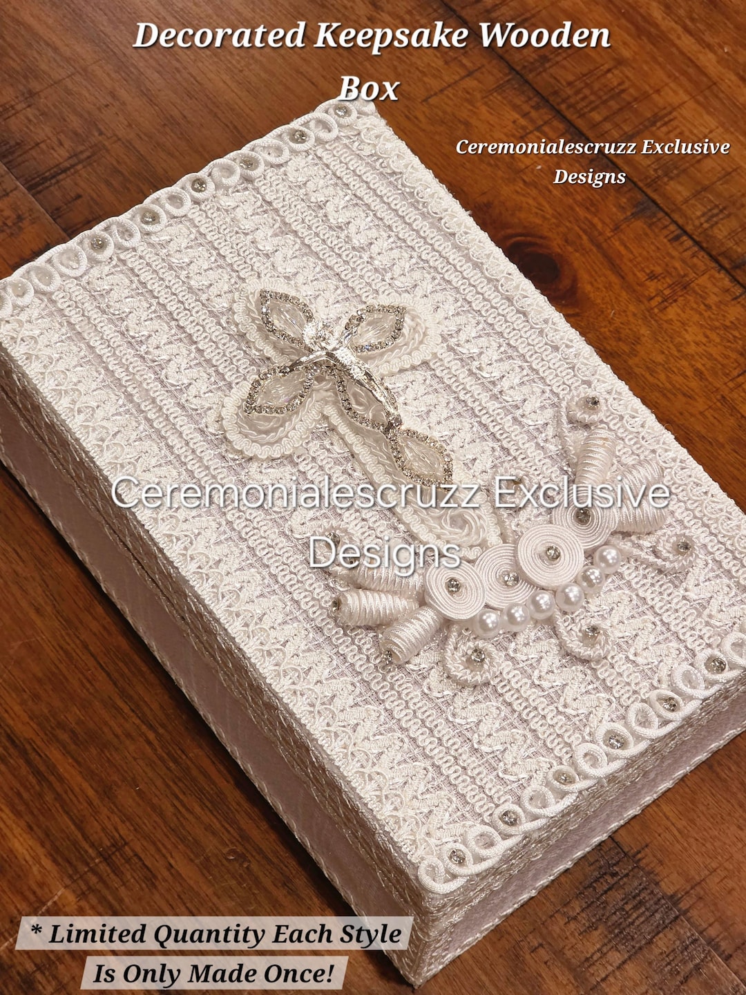 NEW Baptism Decorated Wooden Keepsafe Box, Religious Gift Baptism White ...
