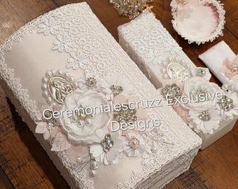 NEW Vela de Bautizo Virgen Vela para Bautizo Baptism Candle Set Wooden Box Baptism Candle Set, Flower Baptism Candle Christening Candle